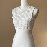 SheIn | White Sleeveless Cropped Zipper Back Cable Knit Sweater Sz 4 Photo 2
