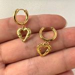 Love Heart Dangle Drop Earrings for Women Gold Photo 3