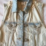 Aeropostale Light Wash Destroyed Jean Vest With Lace Detail Photo 1