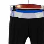 Lululemon  Size 8 Black Printed Waist Ruched Athletic Workout Legging Photo 2