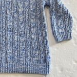 Lands' End ‎ Blue Marled Cable 3/4 Sleeve Boat Neck Pullover Cotton Sweater LARGE Photo 3