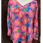 Ruby Rd  Floral Shirt Womens Plus Size 2X Tropical Vacation 3/4 Sleeves Stretch Photo 0