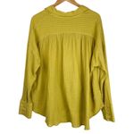 Reset by Jane Sz Medium Textured Cotton Button Down Top Mustard Yellow Boho Photo 1