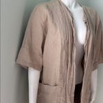 Linenfox Oversized Linen Jacket Coat Fall Spring Tan Cream Open Front Cardigan Size undefined Photo 1