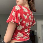 Floral Red Crop Top Photo 2