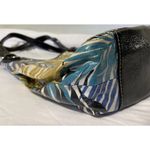 Nine & Co. Black Faux Leather Print Zip Logo Shoulder Handbag Photo 4