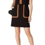 TOCCIN Black & Tan Faux Suede Stretch Hourglass Sheath Mini Dress Size 10 Photo 2