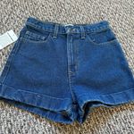 American Apparel NWT Women's Denim High-Waist Cuff Short medium wash Photo 3