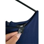 H&M sz S Womens Navy Blue Puff Sleeve Fit Flare Scoop Neck Dress Preppy Academia Photo 3