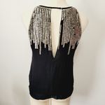 Parker black silk silver beaded cutout halter tank size small Photo 4