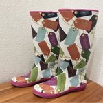 Coach F2460 Pammie Hang Tags Printed Colorful Fun Rain Boots Rubber Size 9B Photo 3