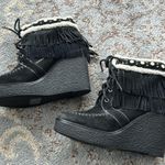 Sam Edelman Black Suede Leather Fringe Studded Kemper Wedge Boots Black 8.5 Photo 2