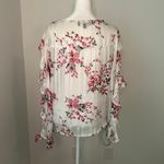 Lulus Tender Love white & pink floral sheer long sleeve button-front top size M Photo 5