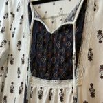 Vintage America Blues Women Tunic Top Boho Paisley Print Lace Trim Sz L Trendy # White Size L Photo 3