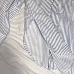 ZARA White and Blue Striped Button Down Shirt Photo 4