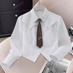 White Western Shirt with Brown Tie Size undefined Photo 0