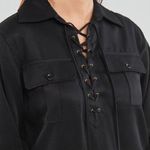 Ralph Lauren Lauren  Women's Long Sleeve Lace-up Black Twill Mini Dress Size 2 Photo 2