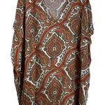 Womens Michael Michael Kors Batwing Pullover Paisley Blouse Size Large EUC #1344 Orange Photo 0