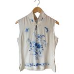 Chinese Embroidered 100% Silk Cheongsam Sleeveless Top Size M Blue Size M Photo 3