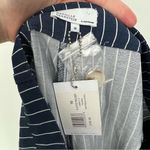 Danielle Bernstein  WeWoreWhat Pleated Trouser Pin Stripe High Rise Navy Photo 8