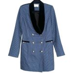 Rebecca Vallance Garance Double Breasted Houndstooth Blue Black Blazer Dress 8 Photo 2