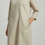 Bitte Kai‎ Rand Utility Style Midi Dress Khaki Womens Sz XL Office Casual Modest Tan Photo 0
