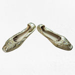 60s Vintage Metallic Gold Rhinestone Embellished USA Made Ballet Slipper Size 8 Photo 2