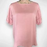 Banana Republic BANANA REPUBLIC Short Sleeve Satin Mauve Blouse W/ Lace Detail Size Small | EUC Photo 0