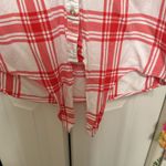 Como vintage Red and White Plaid Button-Up Blouse Photo 6
