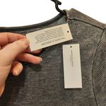 American Eagle  Gray Waffle Knit Scalloped Trim Casual Cropped T-Shirt Large Photo 3