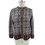 Susan Bristol Wool Sweater Nordic Fair Isle Clasp Cardigan M Cottagecore Granny Photo 1