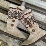 Muk Luks knit sweater winter boots beige brown fair isle size 11 Tan Photo 0