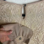 Blu Pepper  Vintage Size Large Mini Dress Long Sheer Sleeves Neutral Lace Studs Photo 4