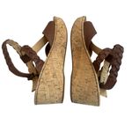 Born Brown Leather Cork Wedges Sandals Ankle Strap Braided Size 9 Women's Photo 8