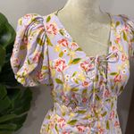 ASOS petite floral smocked lace up front mini dress Purple Size 8P Photo 3