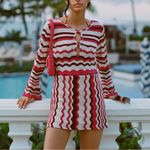 The Wolf Gang Anthropologie Lucid Knit Mini Dress Wavy Stripe Flared Sleeve Sz M Pink Size M Photo 3