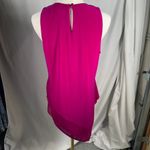 Larry Levine L. Levine Embellished Neck Sleeveless Asymmetric Hem Magenta Tank Top Photo 4