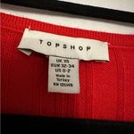 Topshop Red Ribbed Long Sleeve Knit Top Slim Fit V-Neck Shirt Womens Size 0-2 Photo 5