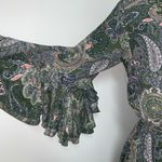 c est. 1946 Womens Gypsy Dress Size XS Olive Green Paisley 3/4 Bell Sleeve Boho Photo 2