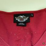 Harley Davidson 100% Cotton Red Ruched V-neck Fitted Graphic Tee Photo 9