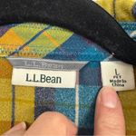 LL Bean Yellow Blue Plaid Button Down Shirt Womens L Casual Classic Flannel Fall Size L Photo 2
