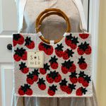 Sol and Mer beaded White and Red strawberry Embroidered Tote crossbody Bag Photo 1