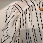 CAbi Devoted White and Black Heart Patterned Blouse V-Neck Ruched Sleeves Photo 2