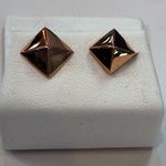 14k Solid Rose Gold Pyramid Stud Earrings Photo 0