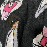 Warner Bros Bugs Bunny Sweater Divided H&M Size M all over print cropped **Flaw Black Size M Photo 6