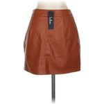 Lulus Most Fab Brown Vegan Leather Button-Front Mini Skirt L NWT Photo 4