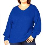 Ny Collection  blue cutout twist back knit sweater size large Photo 0