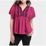 Knox Rose  Women's Pink Embroidered Polka Dot Tassel Butterfly Sleeve Top sz‎ 3X Photo 1
