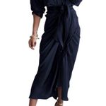 BTFBM Maxi Summer Fall 2025 Elegant Satin Belted Ruched Shirt Dress Size S NWT Blue Photo 6