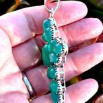 Handmade Handcrafted Natural Green Onyx Sterling Silver 3” Cross Pendant Photo 3